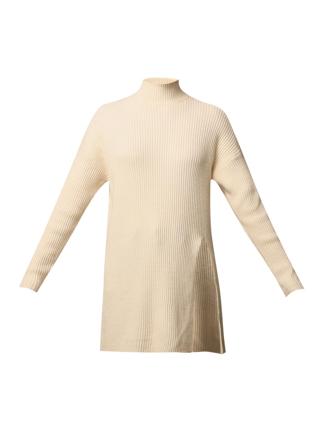 ONLY Women's Rayon Blend High Neck Pullover Sweater (15311810-Whitecap Gray_Whitecap