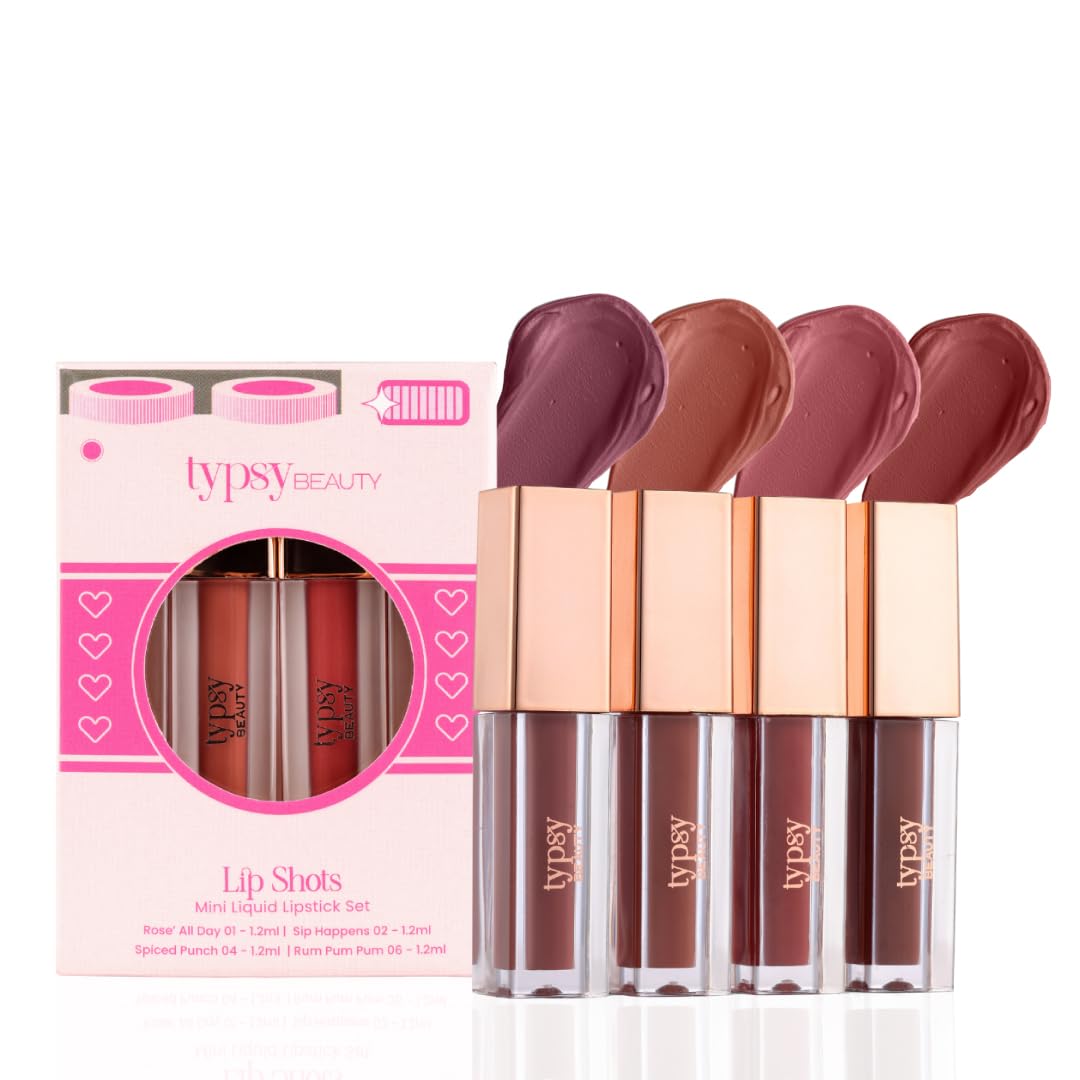 Typsy Beauty Liquid Lipstick Set of 3 | 12 Hr Stay Creamy Matte Formula | On and Off's Best shades | Smudge & Transfer Proof | Vegan | 4 shades | 4 ML