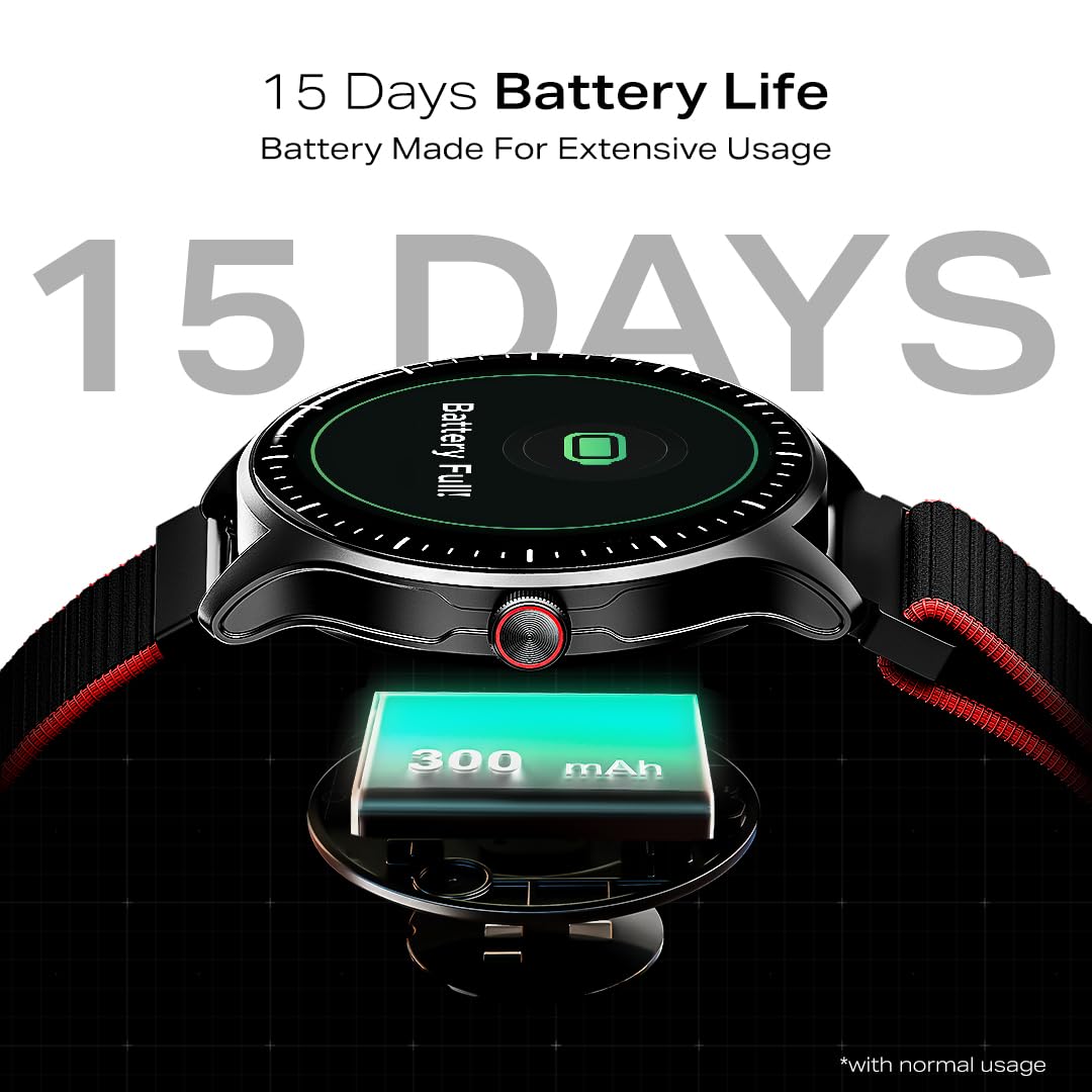 boAt Valour Watch 1 GPS, Advanced X2 Chip,6-Axis Motion 360° Tracking Sensor,15 Days Battery,1.43" AMOLED Display w/Gorilla Glass, AI Based Auto Gym, GPS, Smart Watches for Men & Women (Fusion Black)