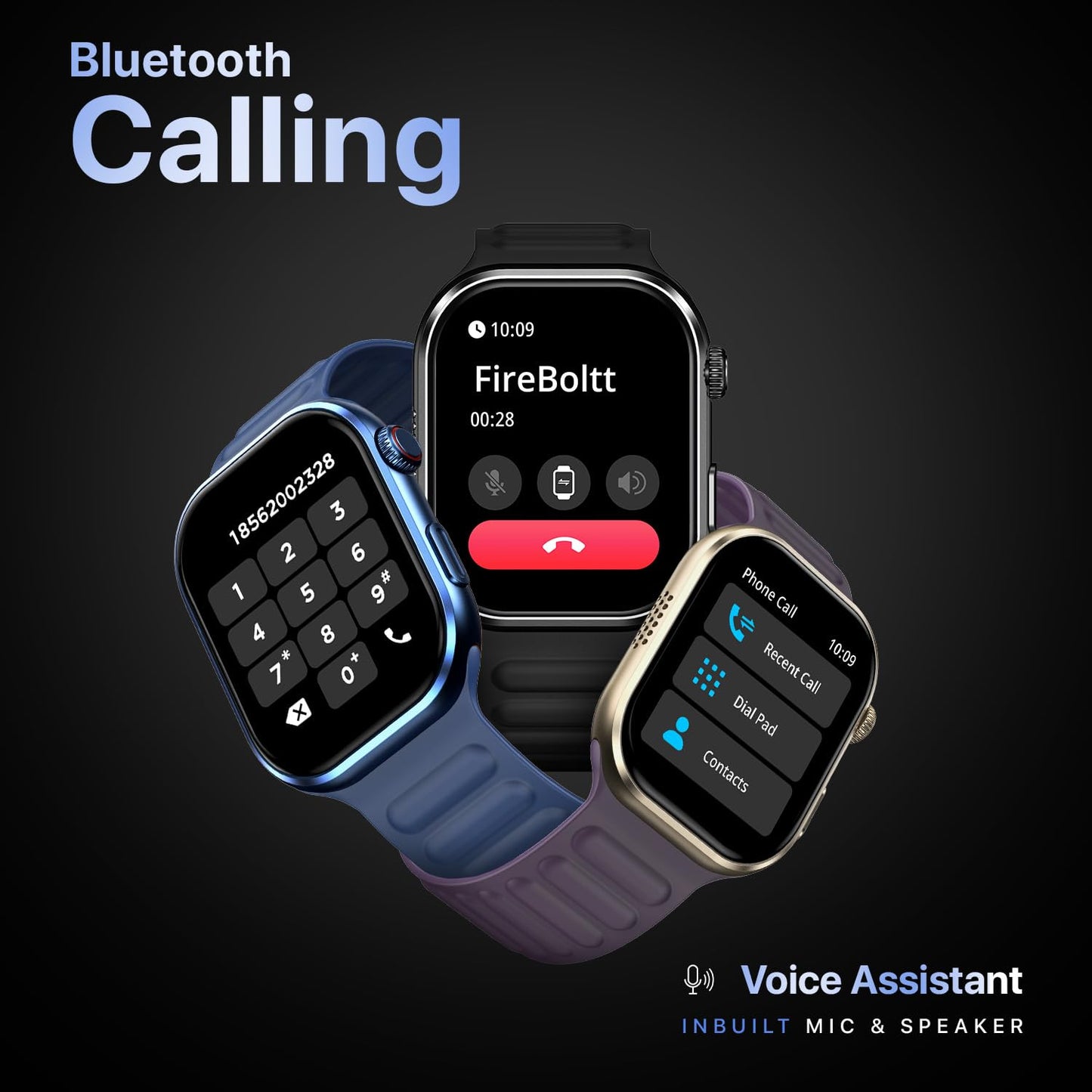 Fire-Boltt Brillia Pro Smart Watch with 51.3mm (2.02 inch) AMOLED Display, Bluetooth Calling, SpO2, Heart Rate Monitoring, 120+ Sports Modes, IP67 Waterproof, Long Battery Life (Black Mag)