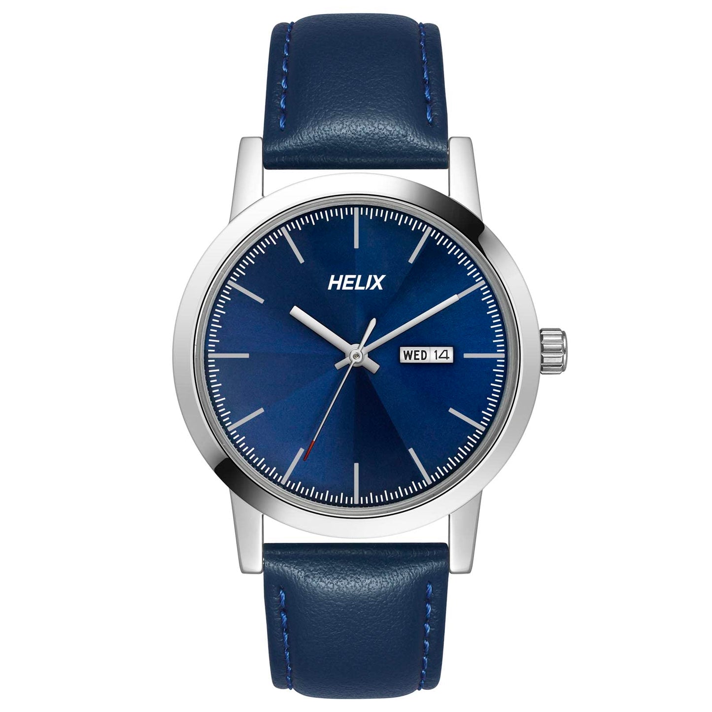 Helix by Timex Analog Watch for Man with Blue Round Dial & Blue Leather Strap Band Water Resistant Men's Wrist Watches - TW047HG01