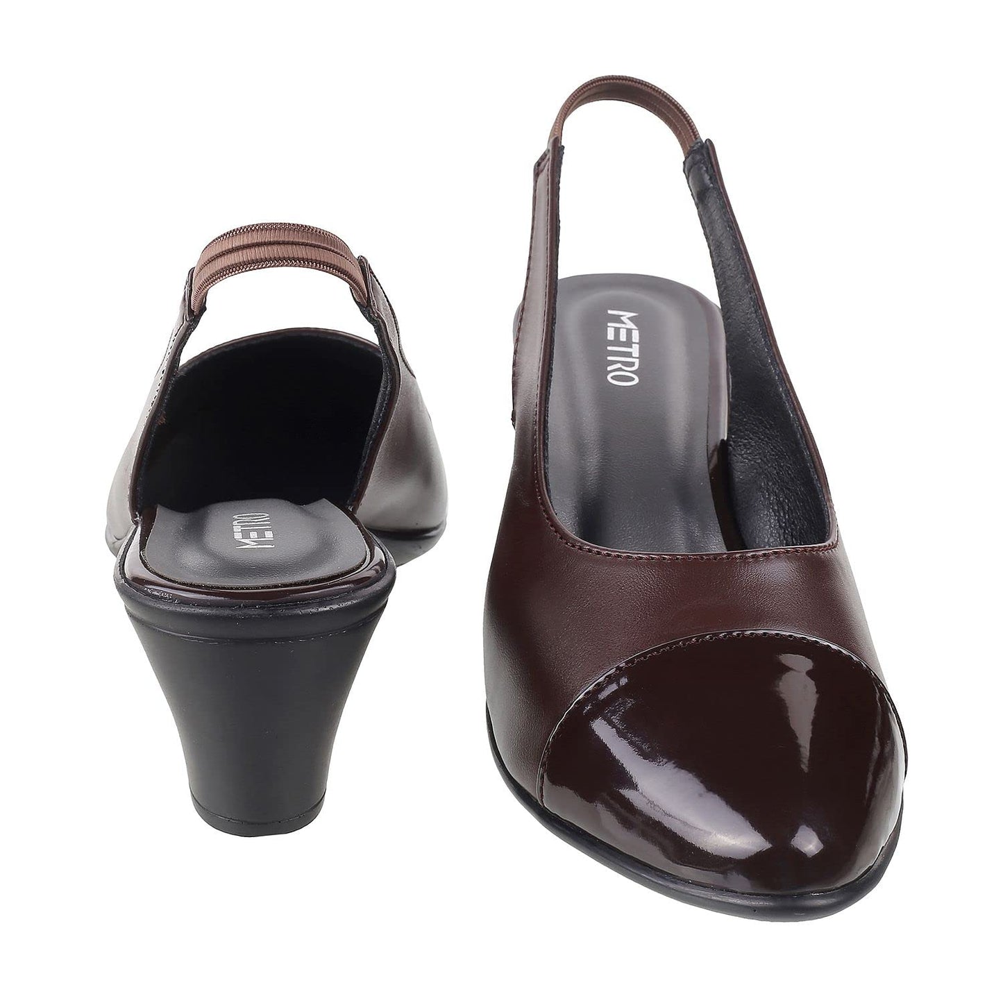 Metro Women's Brown Faux Leather Pointed Heel Formal Fashion Sandal - SaumyasStore