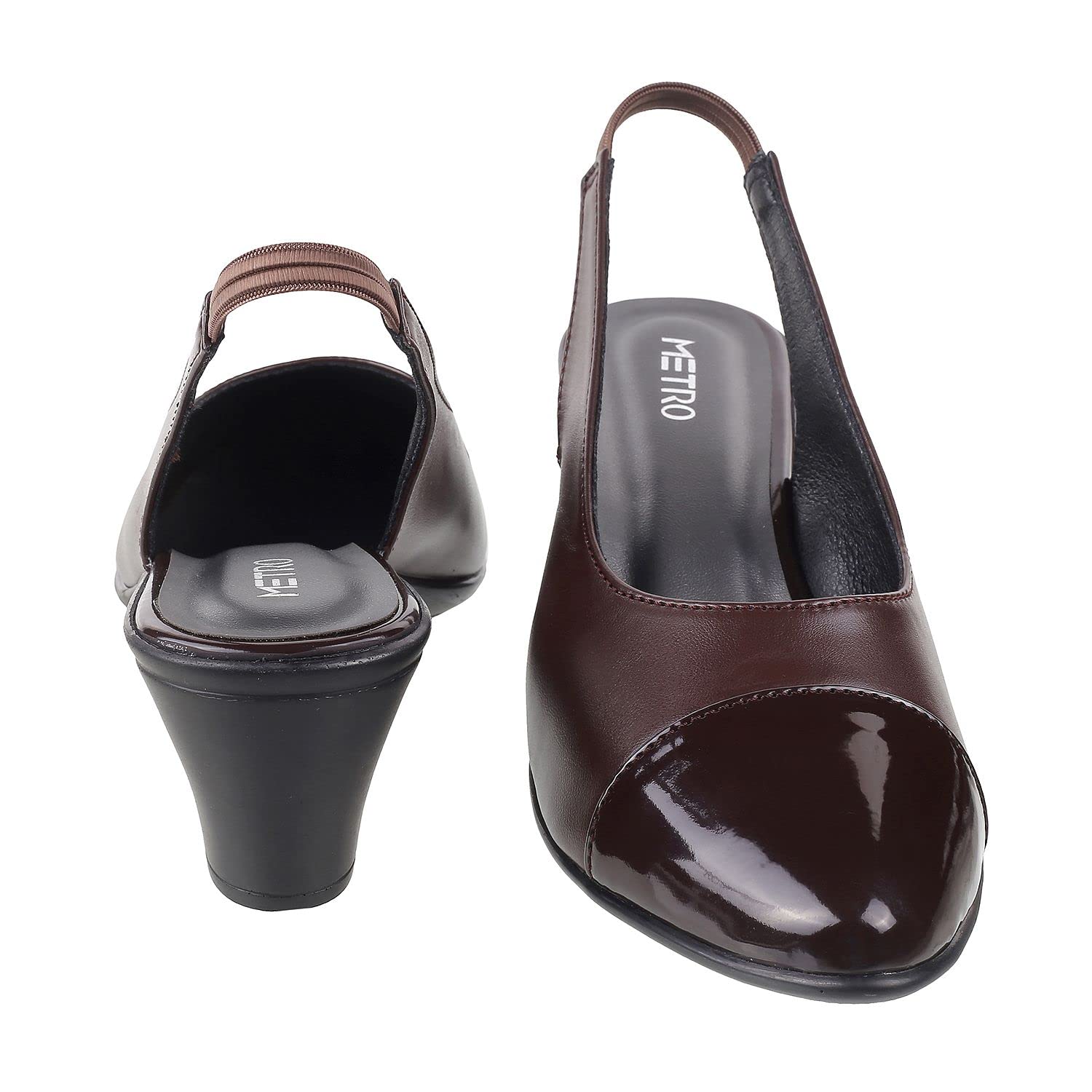 Metro Women's Brown Faux Leather Pointed Heel Formal Fashion Sandal - SaumyasStore