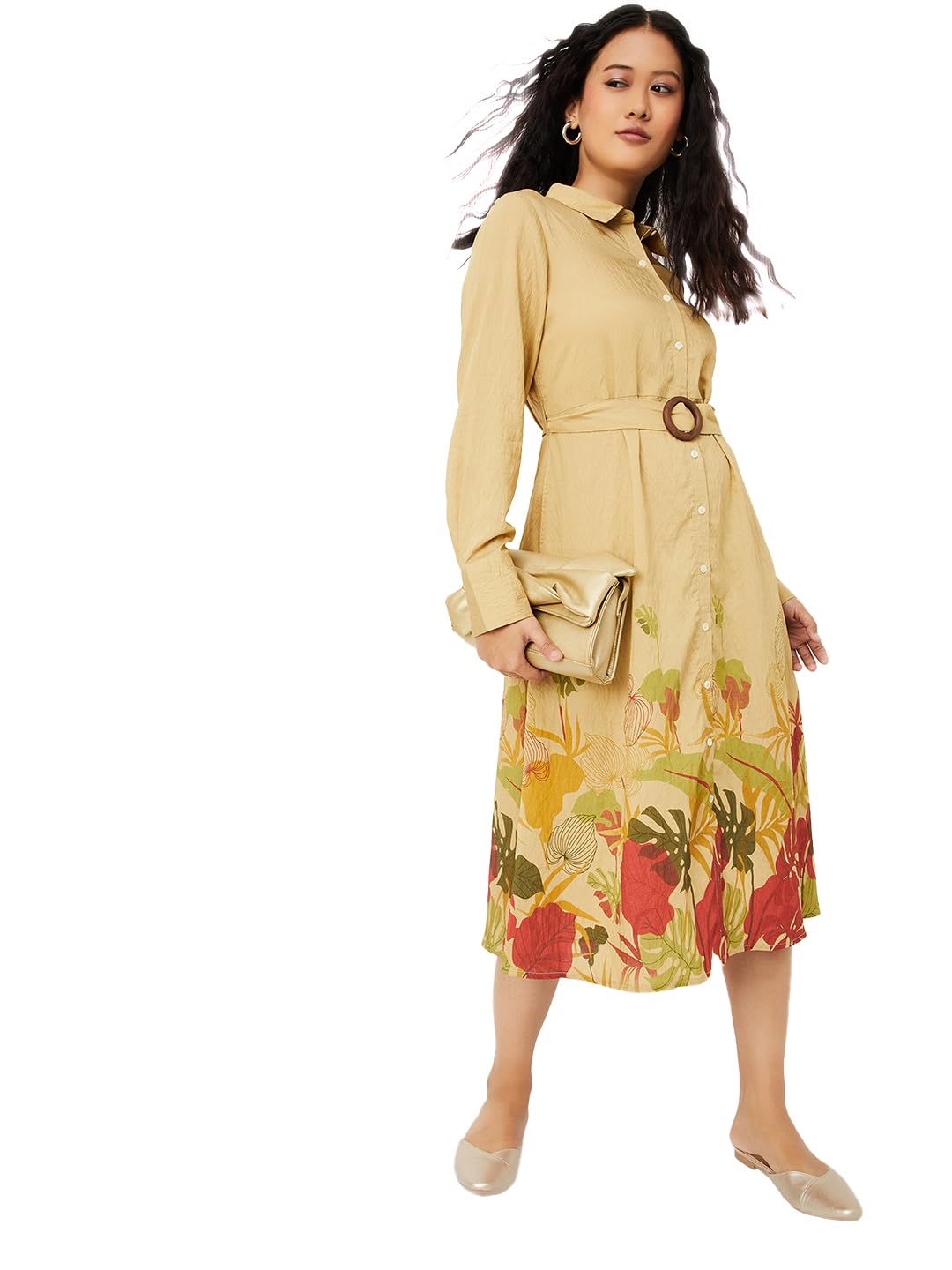 Max Women's Polyester A-Line Below The Knee Dress