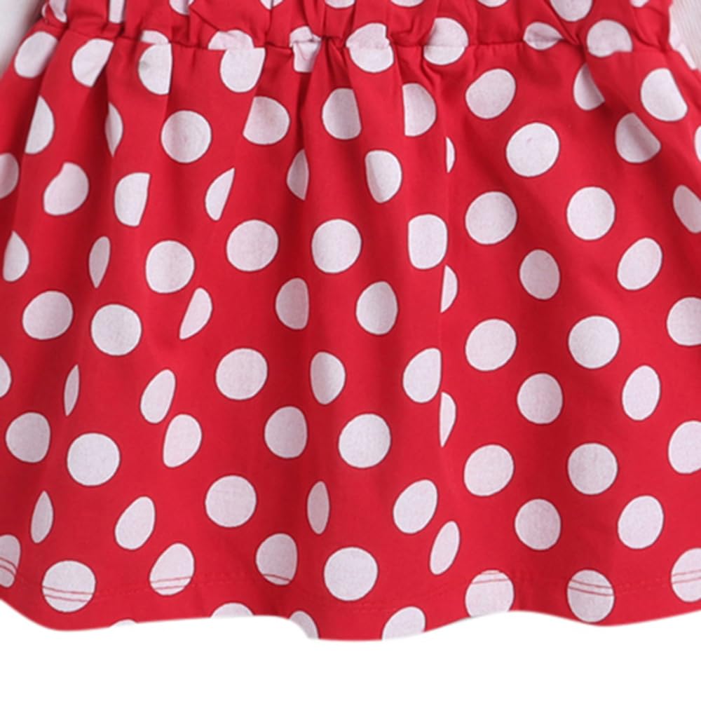 Hopscotch Girls Knee Length Casual Dresses in Red Color For Ages (3-4 Years)