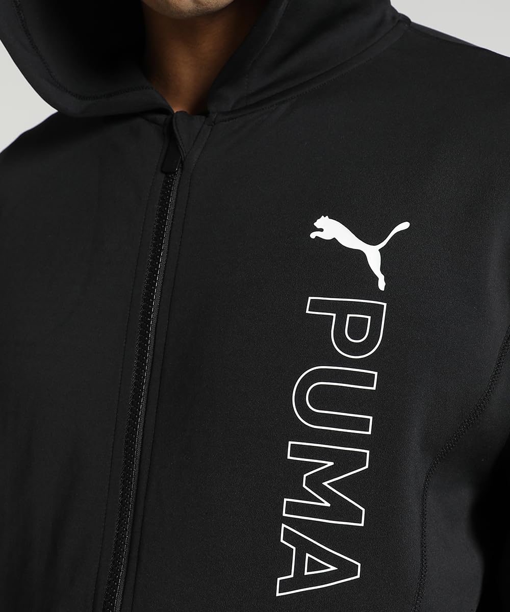 Puma Polyester Men's A-Line Coat (523885_Black, Hooded Neck, Regular, Jacket, Jacket