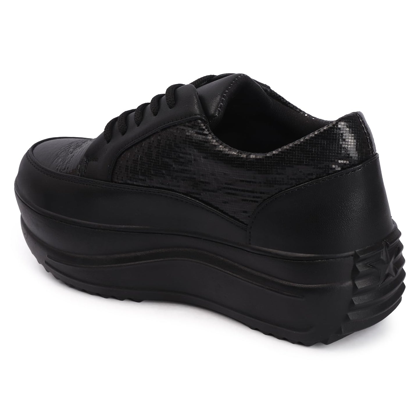 Vendoz Women Sneaker | Cushioned Insole for Comfort | Stylish Glittery Embellished Sneakers | Lightweight & Perfect for Casual Party Wedding Outfit for Girls Black