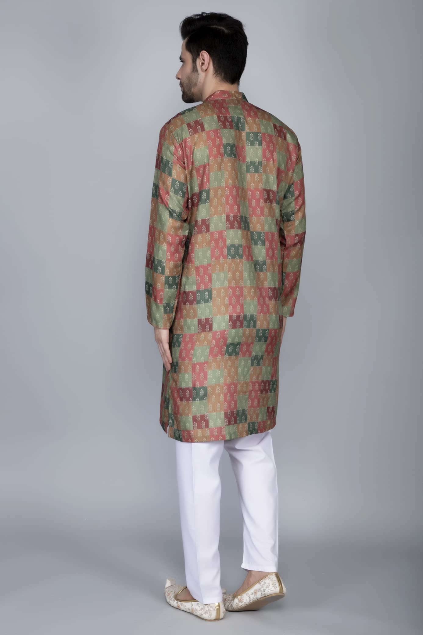 Ethluxis Men's Cotton Blend Printed Kurta Set (38, Multi)