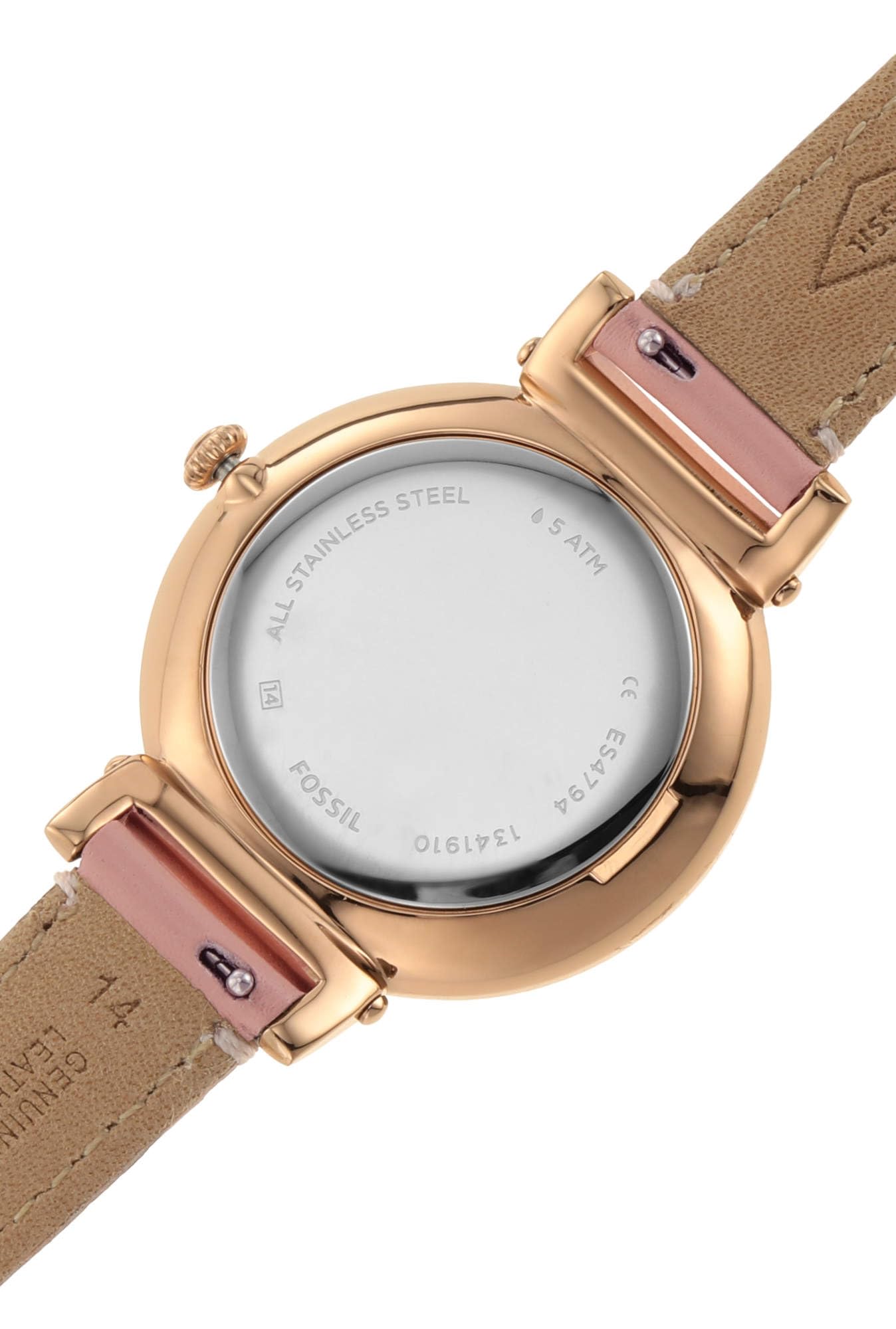 Fossil Women Leather Analog Silver Dial Watch-Es4794, Band Color-Beige