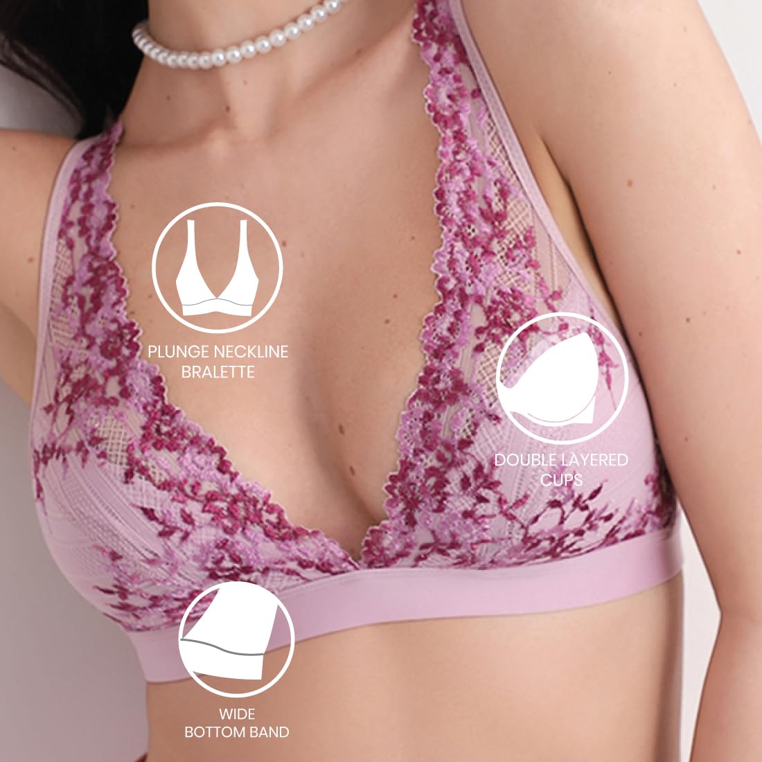 Embrace Lace Non Padded Non Wired 3/4th Cup Bridal Wear Medium Coverage Lace Bralette - Light Pink (38)