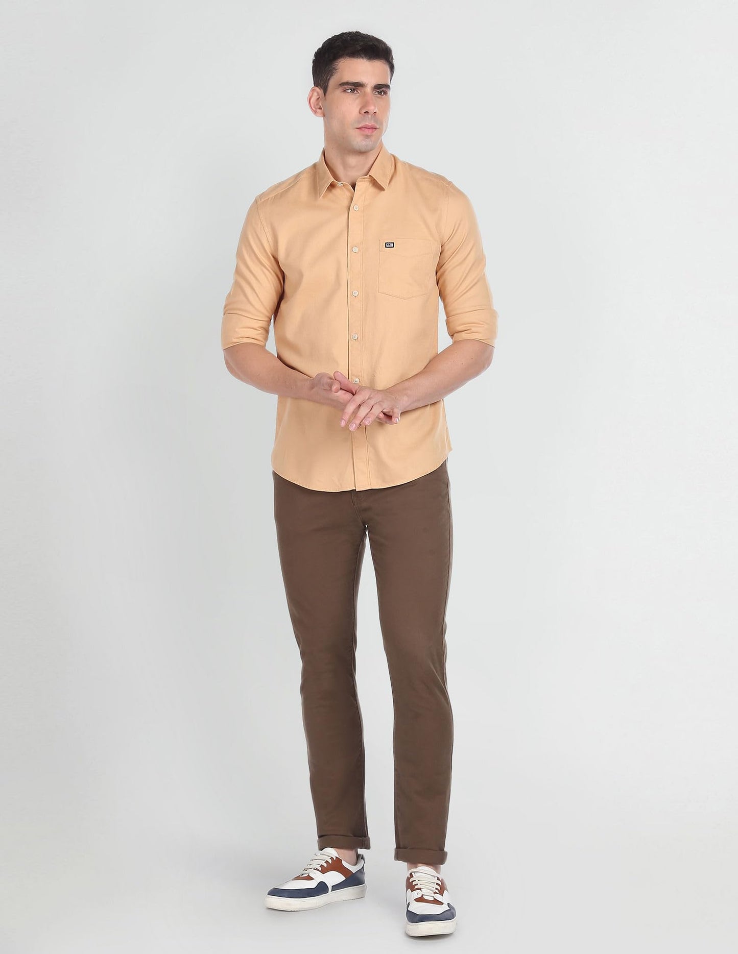 Arrow Men's Structured Full Sleeve Slim Fit Cutaway Collar Cotton Casual Shirt