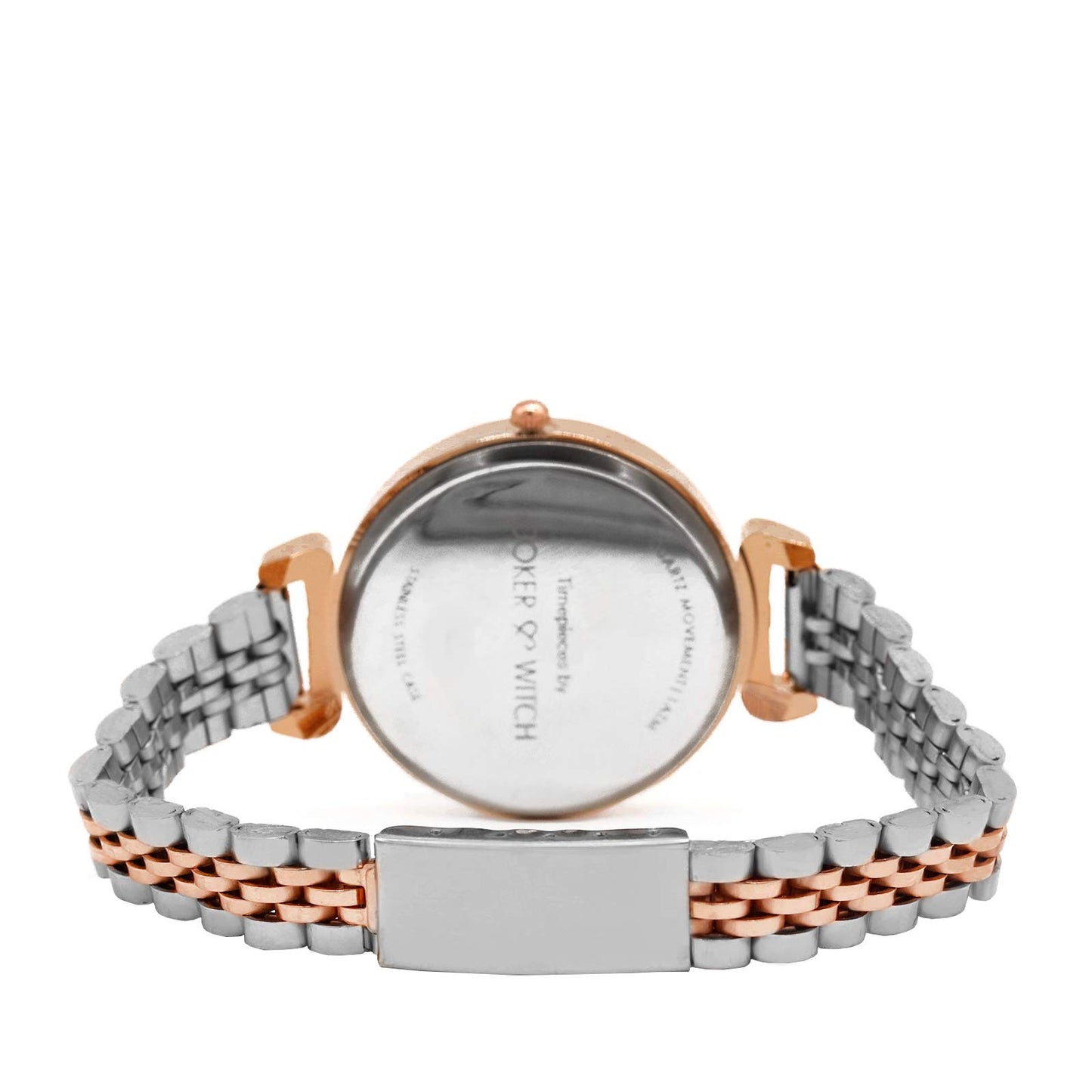 Joker & Witch Stainless Steel Elixir Rosegold Analog Watch Bracelet Set For Women, White Dial, Silver Band