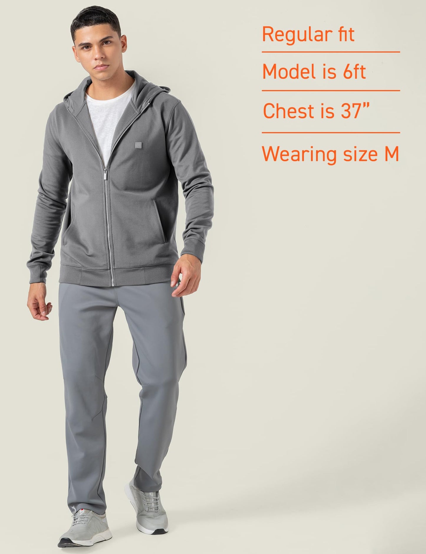 DAMENSCH Regular Fit Matt Solid Premium Microfibre Elastane Zipper Hoodie Dyes Soft Inner Fleece Fabric for Softer Feel, Comfortable Casual Wear Hoodie for Men - City Grey - L