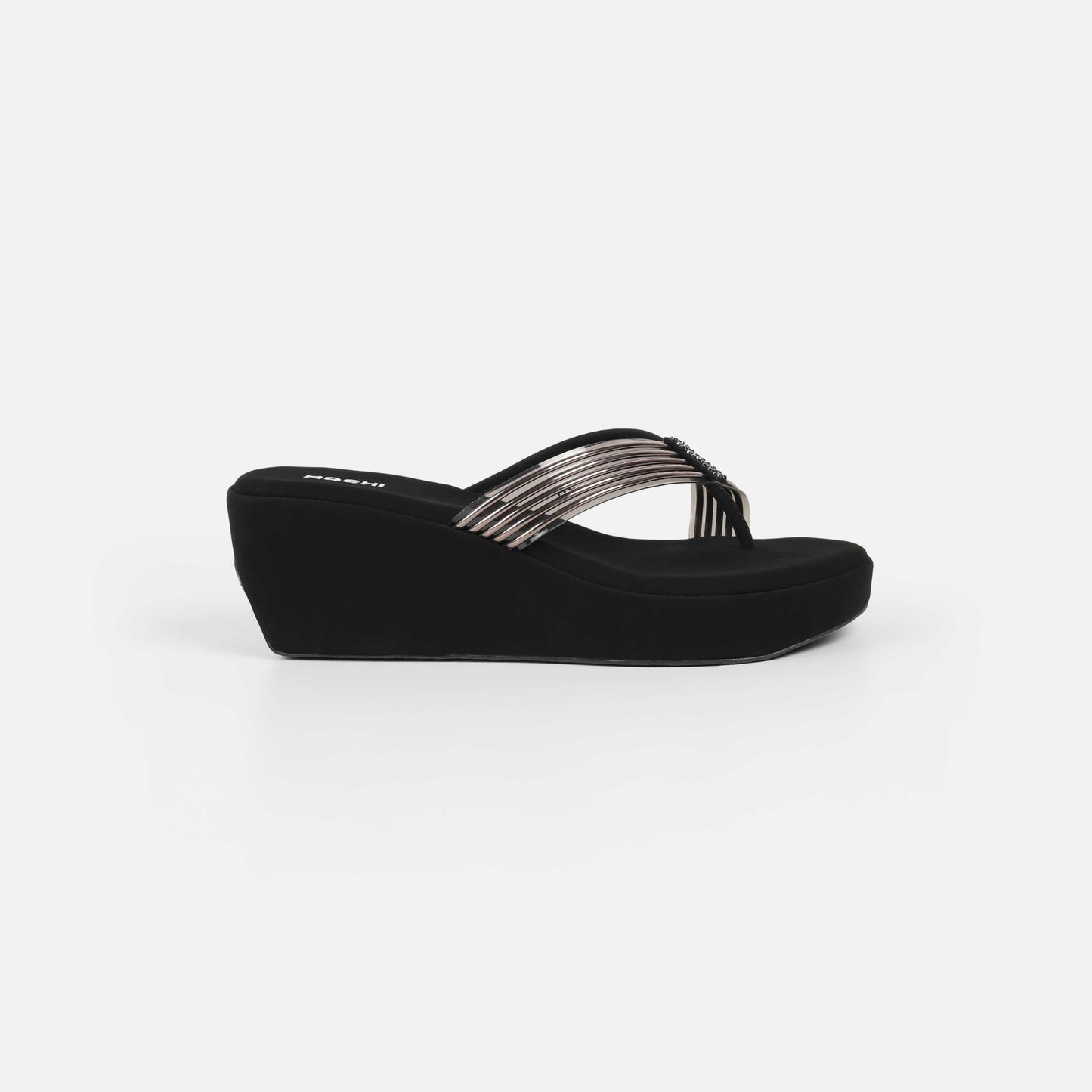 Mochi Women's Open Casual - Slippers with Black Platforms UK/3 EU/36(34-418)