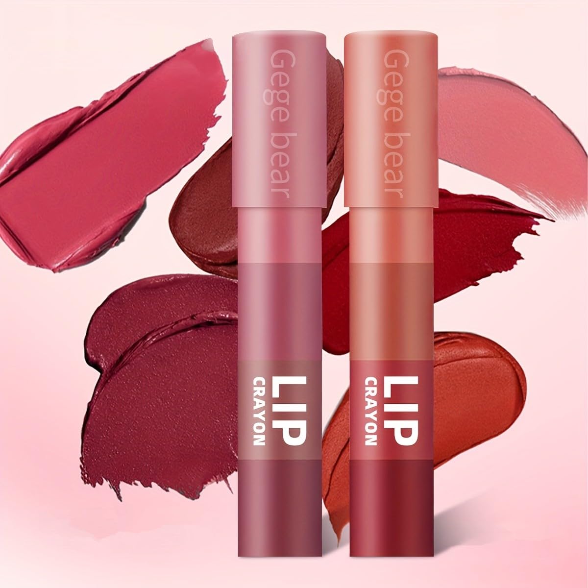 GEGE BEAR L'Amour 4-in-1 Velvet Matte Lipstick Crayon – Compact Design, Vibrant Shades, Long-Lasting & Smooth Application (SET 01, PACK OF 1)