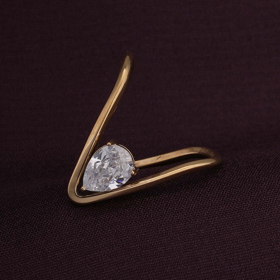 PALMONAS Trendy Vee Ring (Size-8) for Womens - Waterproof & Anti-Tarnish