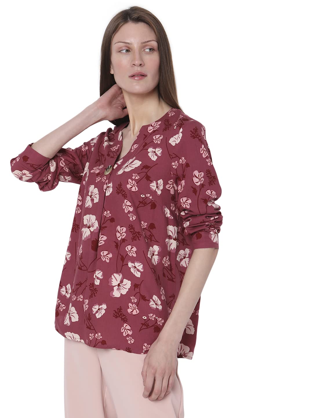 VERO MODA Women's Solid Regular Fit T-Shirt