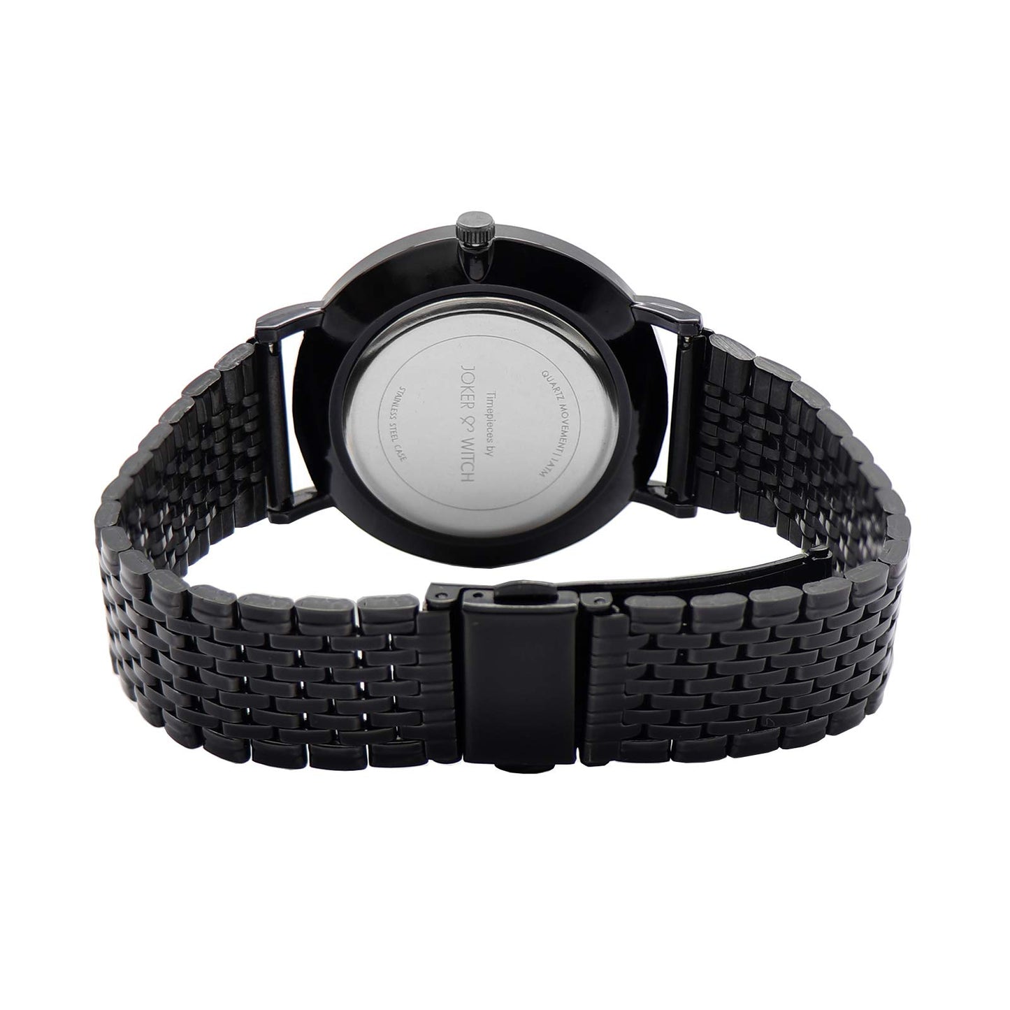 Joker & Witch Noel 40mm Black Dial 20mm Black Stainless Steel Watch for Men