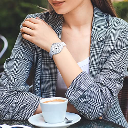 COACH Coach Watch Women's PRESTON Ceramic Quartz Watch Watch Brand, Pink, Bracelet Type