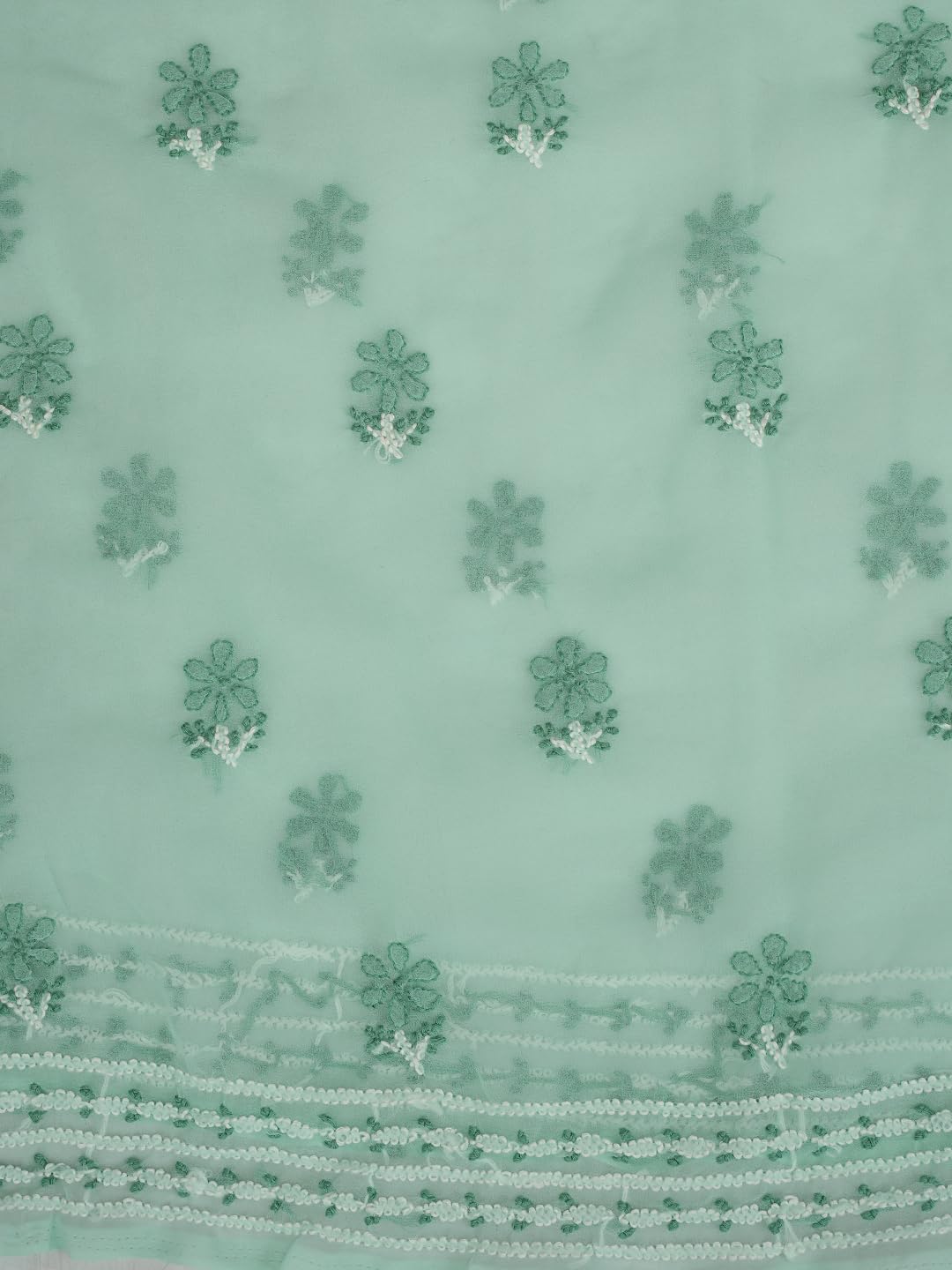 Ada Hand Embroidered Lucknowi Chikankari Unstitched Georgette Dress Material Suit Piece with Dupatta for Women 01A867502 Seafoam Green