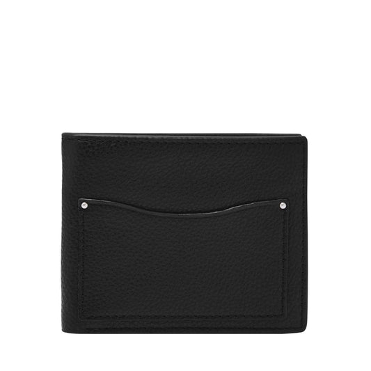 Fossil Leather Men's Front Pocket Wallet, Anderson Black, One Size, Front Pocket Wallet