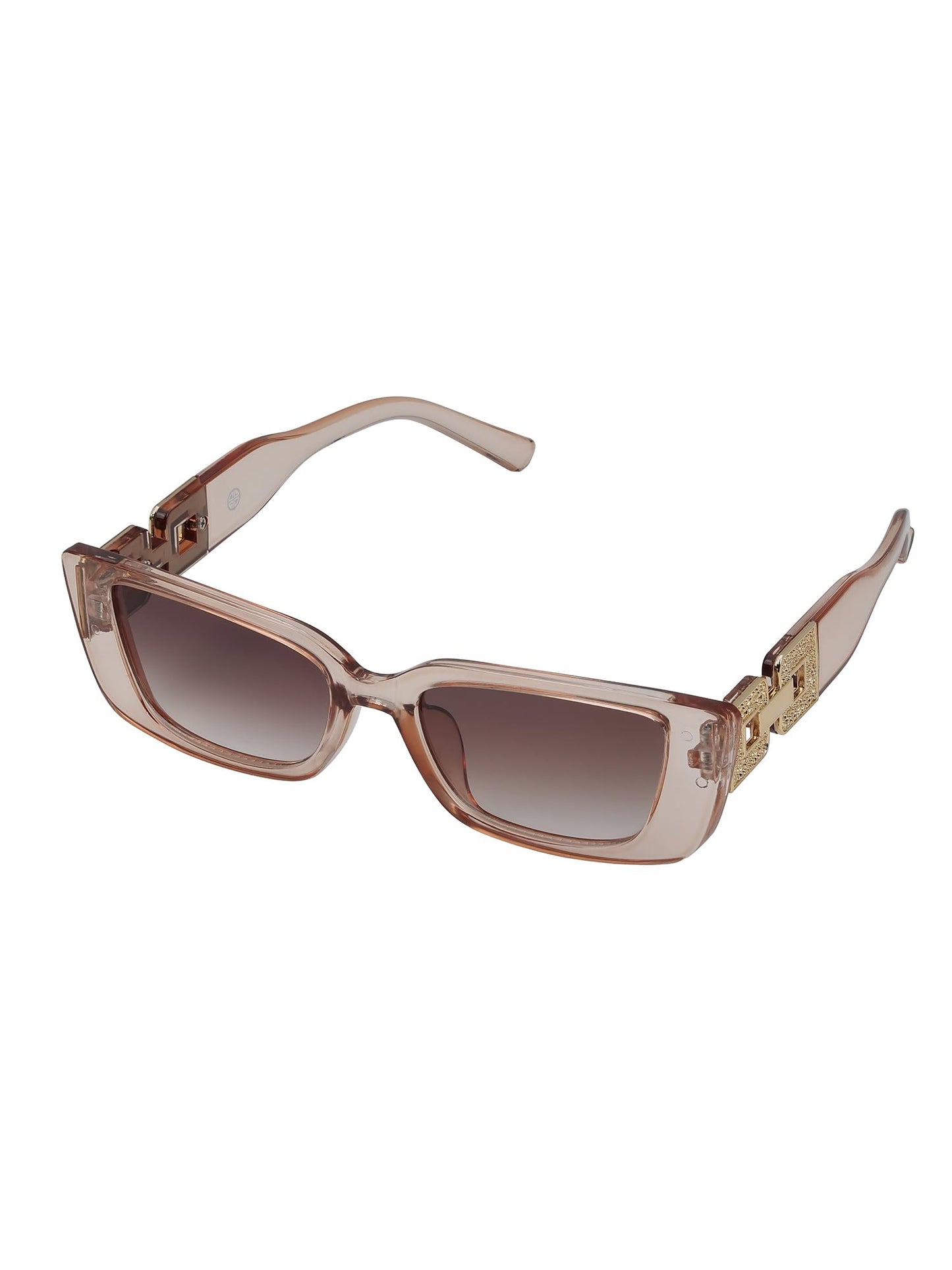 Carlton London Woman Peach & Gold Toned UV Protected Brown Lens Cateye Sunglasses