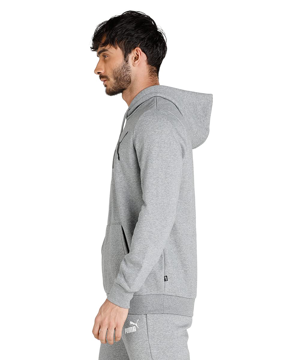 Puma Men's Cotton Hooded and Crew Neck Regular Fit Hoodie(58668603_Grey_XL)