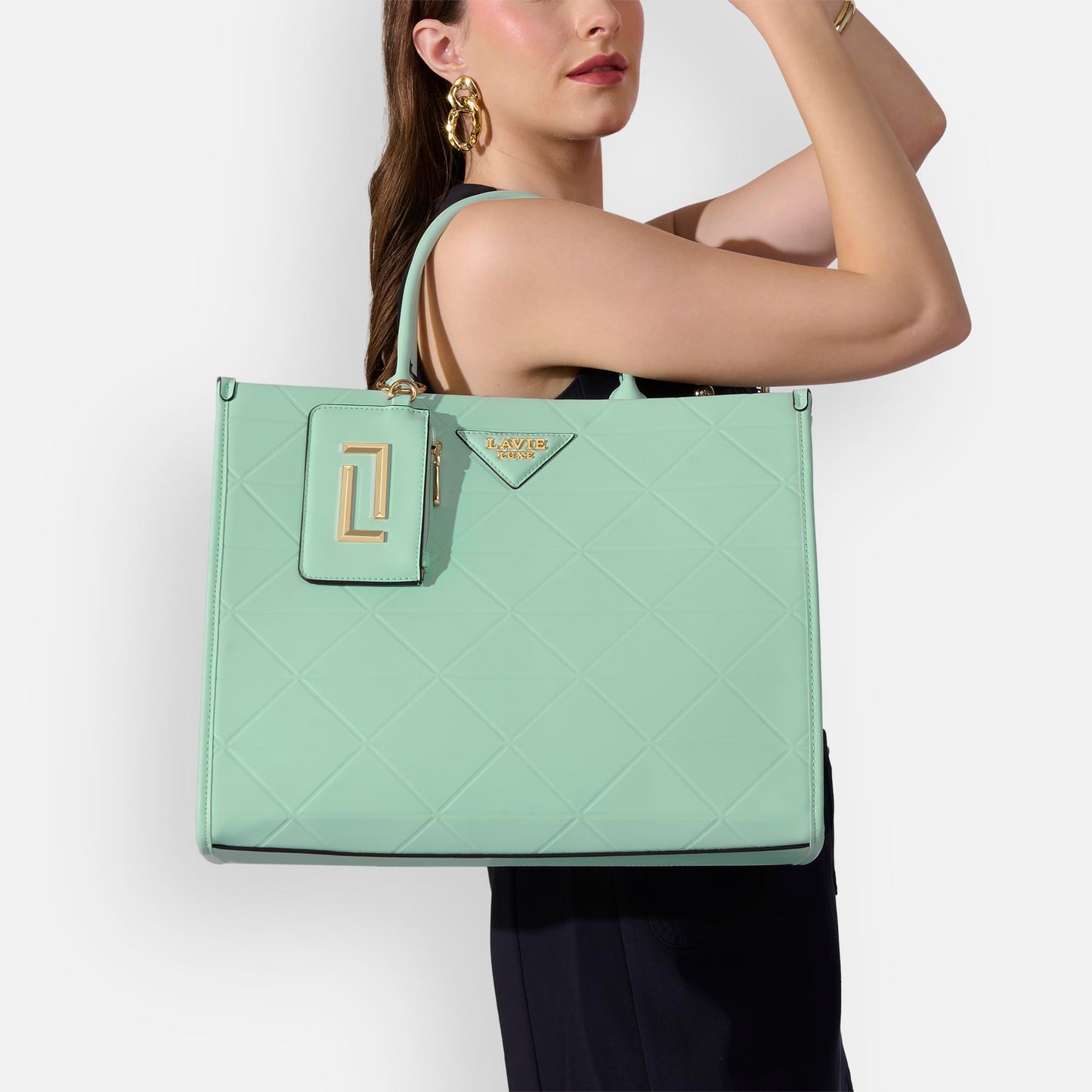Lavie Luxe Women's Mona26 Extra Large Laptop Satchel Bag | Upto 16 Inch | Satchel Handbag for Work | Ladies Purse | Stylish Shoulder Bag | Gift for Women