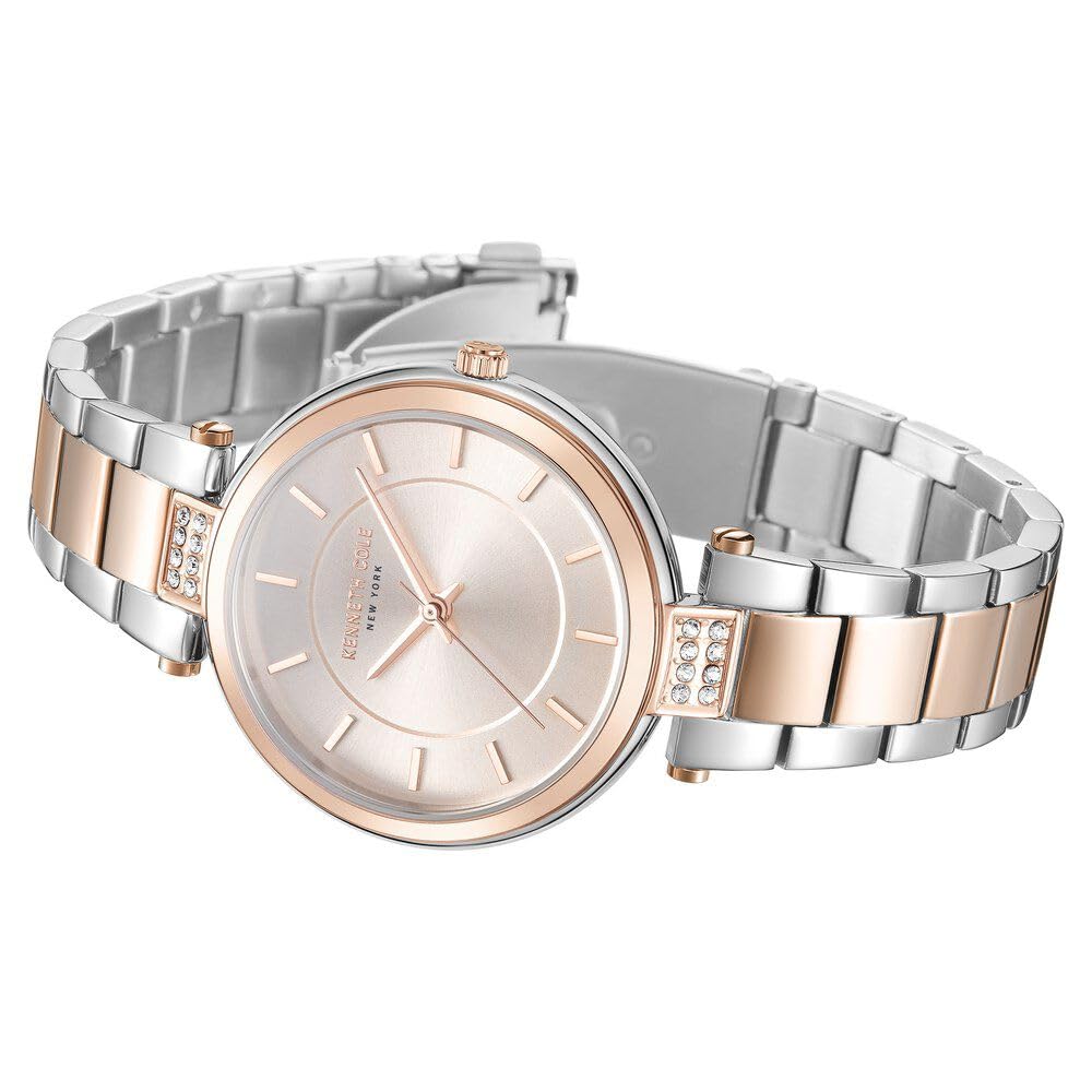 Kenneth Cole Quartz Analog Rose Gold Dial Two Toned Stainless Steel Strap Watch for Women-KCWLG0026701LD