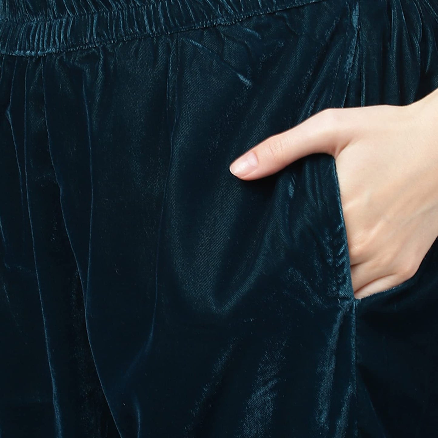 Divena Teal Green Valvet hand work Kurta pant With Organza Dupatta set