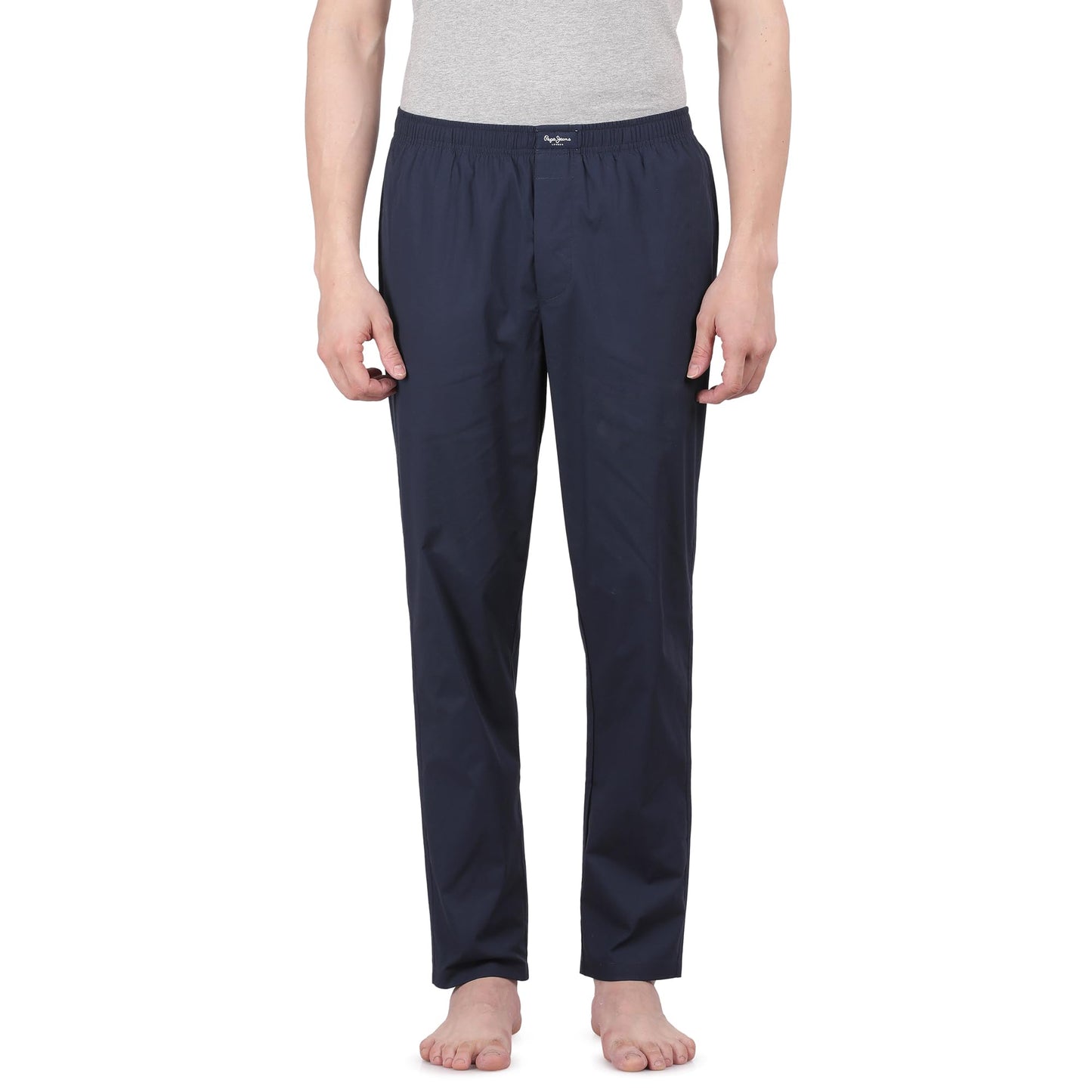 Pepe Jeans Men's Solid Woven Pyjama - Navy - Medium