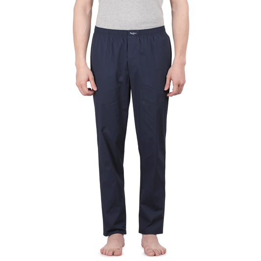 Pepe Jeans Men's Solid Woven Pyjama - Navy - Medium