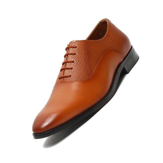LOUIS STITCH Men's British Tan Derby Formal Shoes Handmade Italian Leather Shoes for Men (EUPLDYTN) (Size- 7 UK)