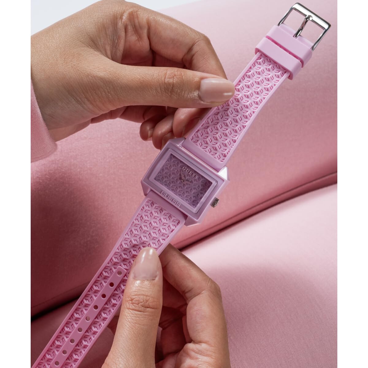 GUESS Women's 33mm Watch - Pink Strap Pink Dial Pink Case, Pink, Modern