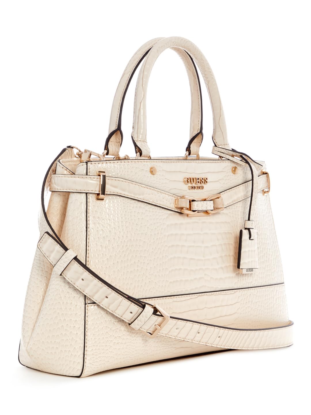 GUESS Bone Textured Silvye Luxury Satchel Bag