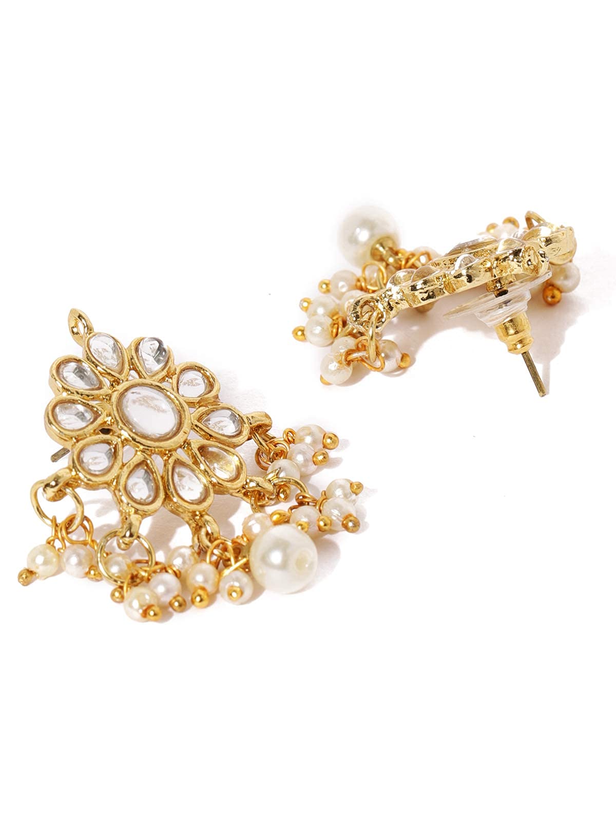 ZAVERI PEARLS Ethnic Kundan & Pearls Multi Layers Bridal Necklace Set For Women-ZPFK8689