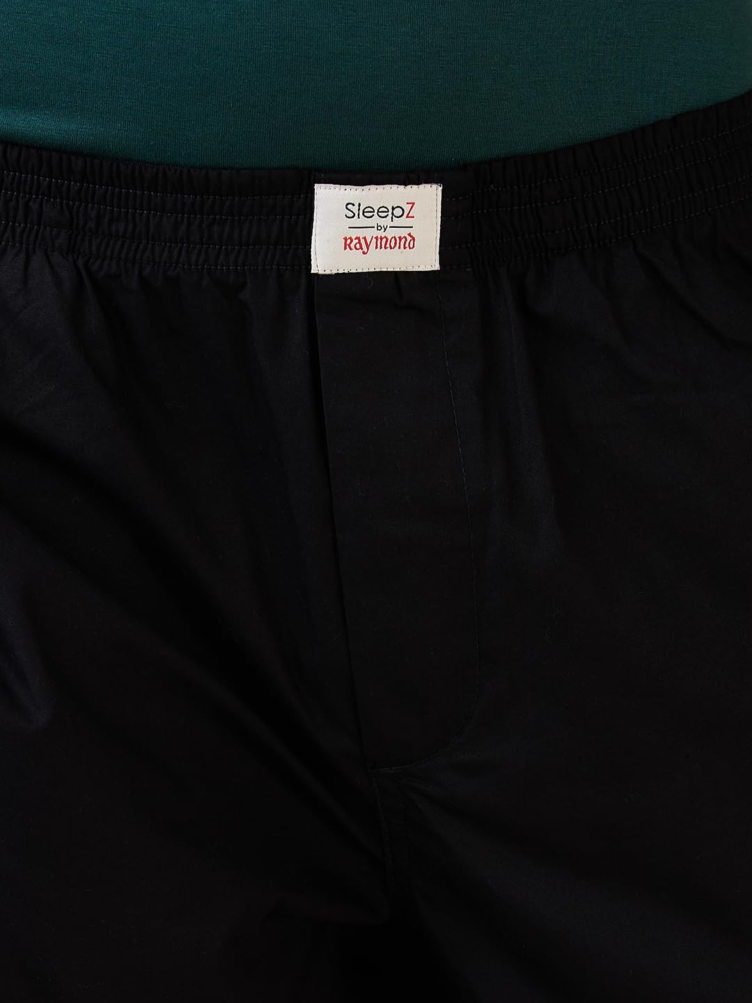 Raymond SleepZ Men Regular Fit Solid Pattern Pure Cotton Pyjama Black