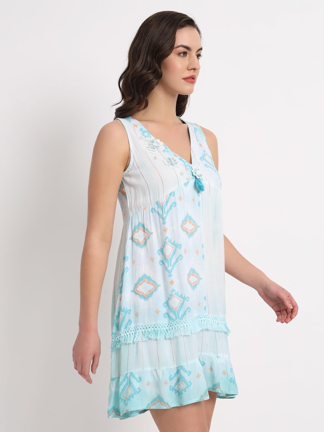 veldress21 Women Dress Short Stylish Beachwear Casual Summer Dress Trendy Collage Regular,Office Collage Wear Multicolor for Girls (L)