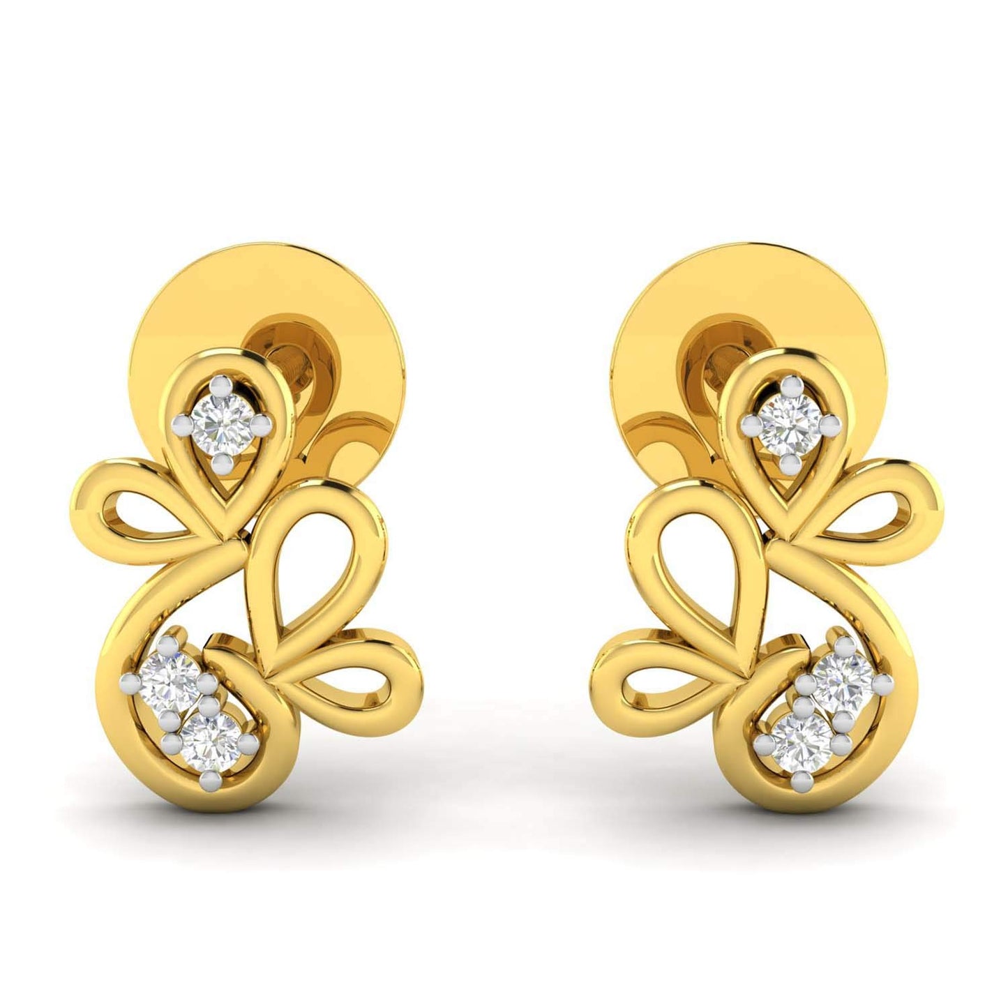 Avsar 18k (750) Yellow Gold and Diamond Stud Earrings for Women