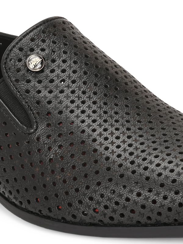 HITZ Men's Black Leather Formal Slip On Shoes - UK 7