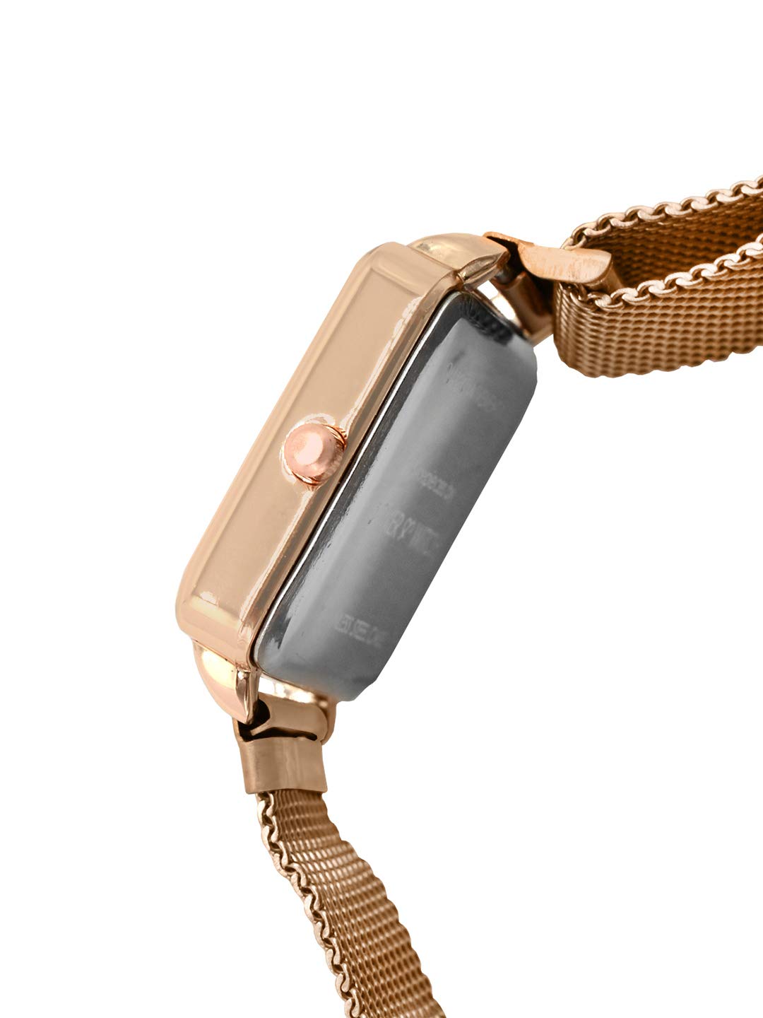 Joker & Witch Stainless Steel Pink Flutter Rosegold Analogue Watch Bracelet Stack for Women, White Dial, Rose Gold Band