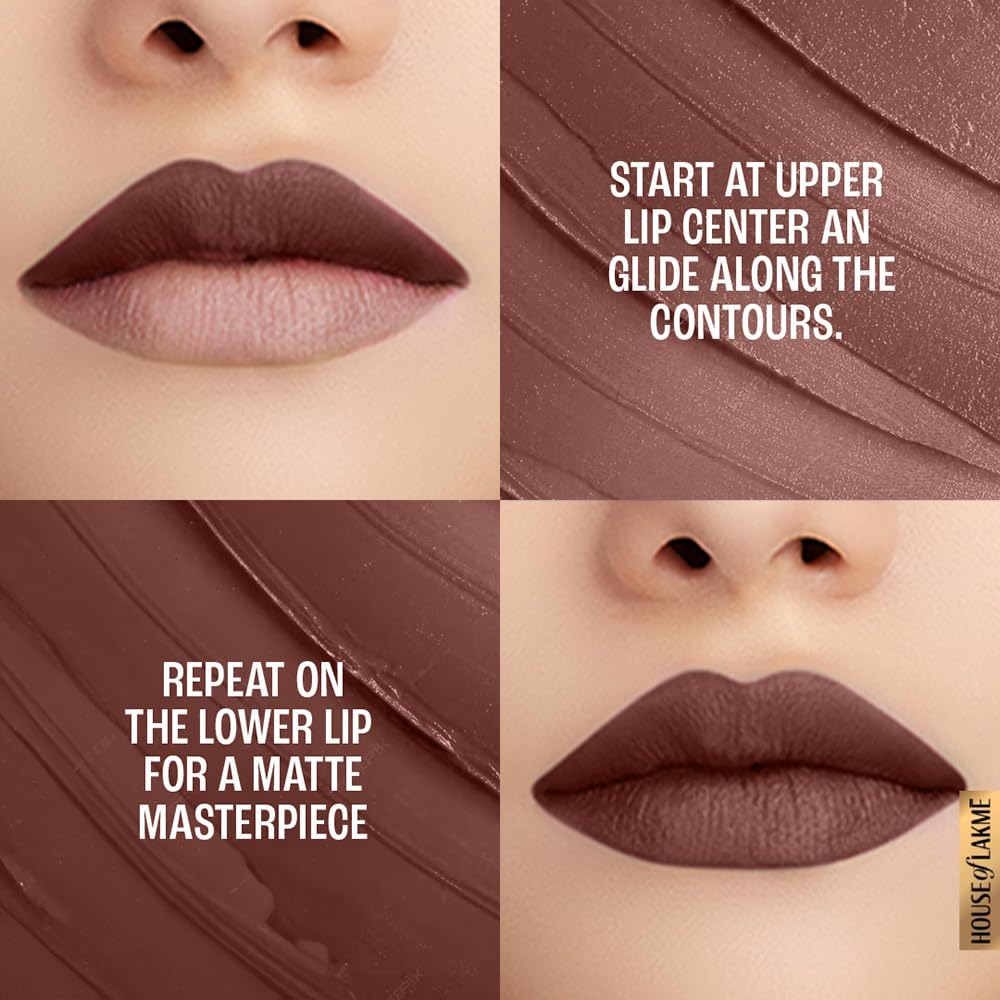 Lakme Powerplay Priming Matte Lipstick, Smooth Matte Finish, Lightweight Lipstick, Smudgeproof, Lasts 16hrs, Hydrates Lips, Brown Walnut, 3.6g