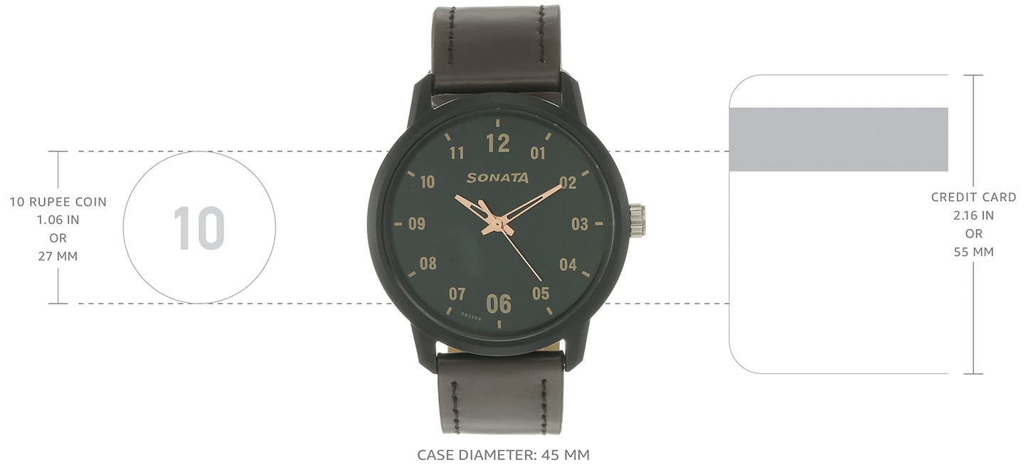 Sonata Volt+ Analog Green Dial Men's Watch NM77085PL02/NN77085PL02W