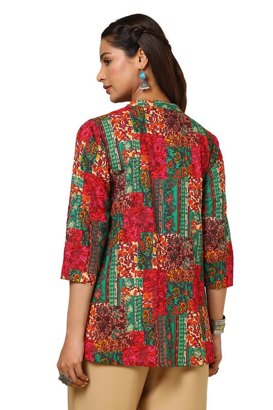 Soch Womens Maroon Cotton Blend Ethnic Motifs Print Tunic