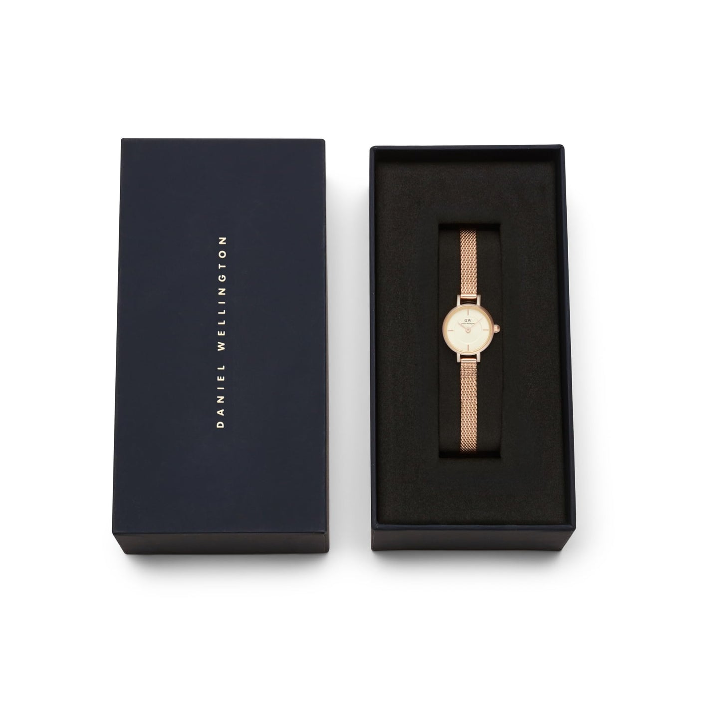 Daniel Wellington Petite Analog Watch for Women with Champagne Round Dial & Rose Gold Stainless Steel Bracelet Band Water Resistant Women's Wrist Watches - DW00100741K