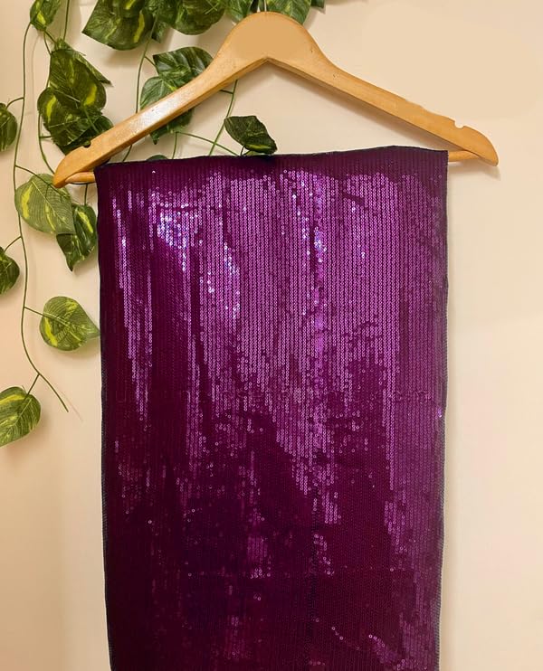 SHYAMLATA Women's latest Heavy Sequence Work Georgette Sarees For Women Wedding Party Collection With Blouse Piece (purple)