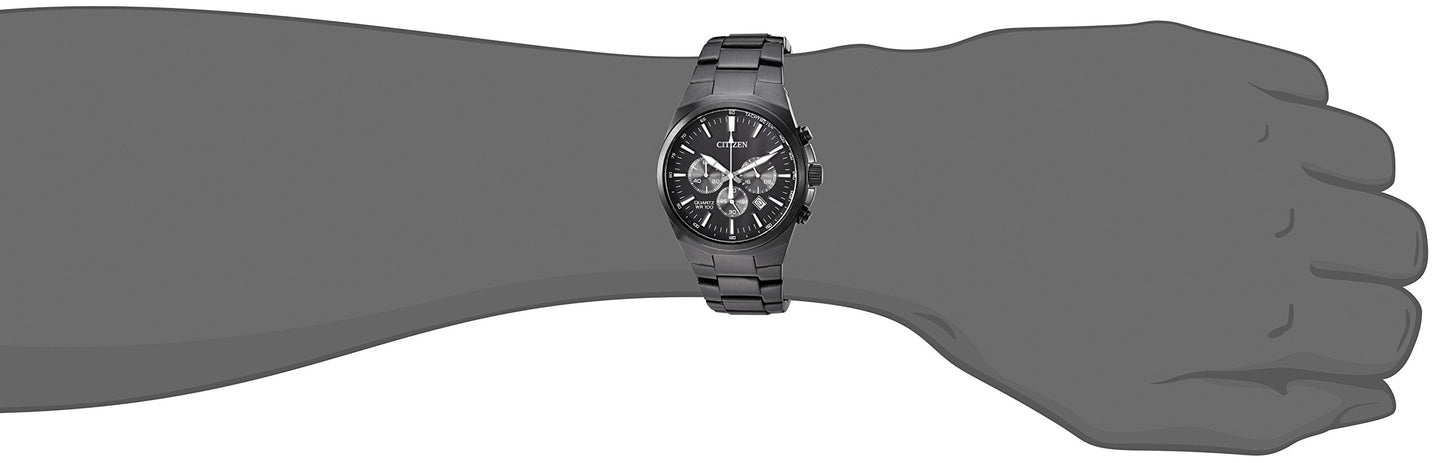 Citizen Quartz Mens Analog Watch, Stainless Steel, Classic, Black (Model: An8175-55E)
