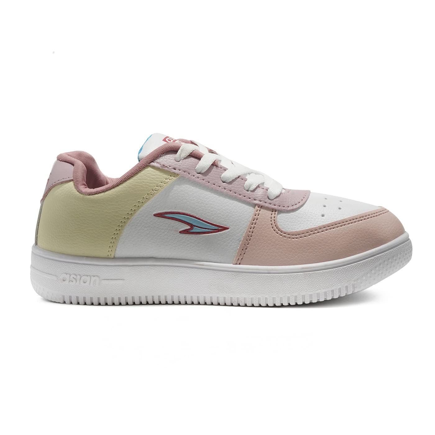 ASIAN Women's TRENDY-01 Casual Sneaker Shoes Lightweight Soft & Comfortable with Extra Cushion Lace-Up Shoes for Women's & Girl's (White Peach Yellow, Numeric_7)