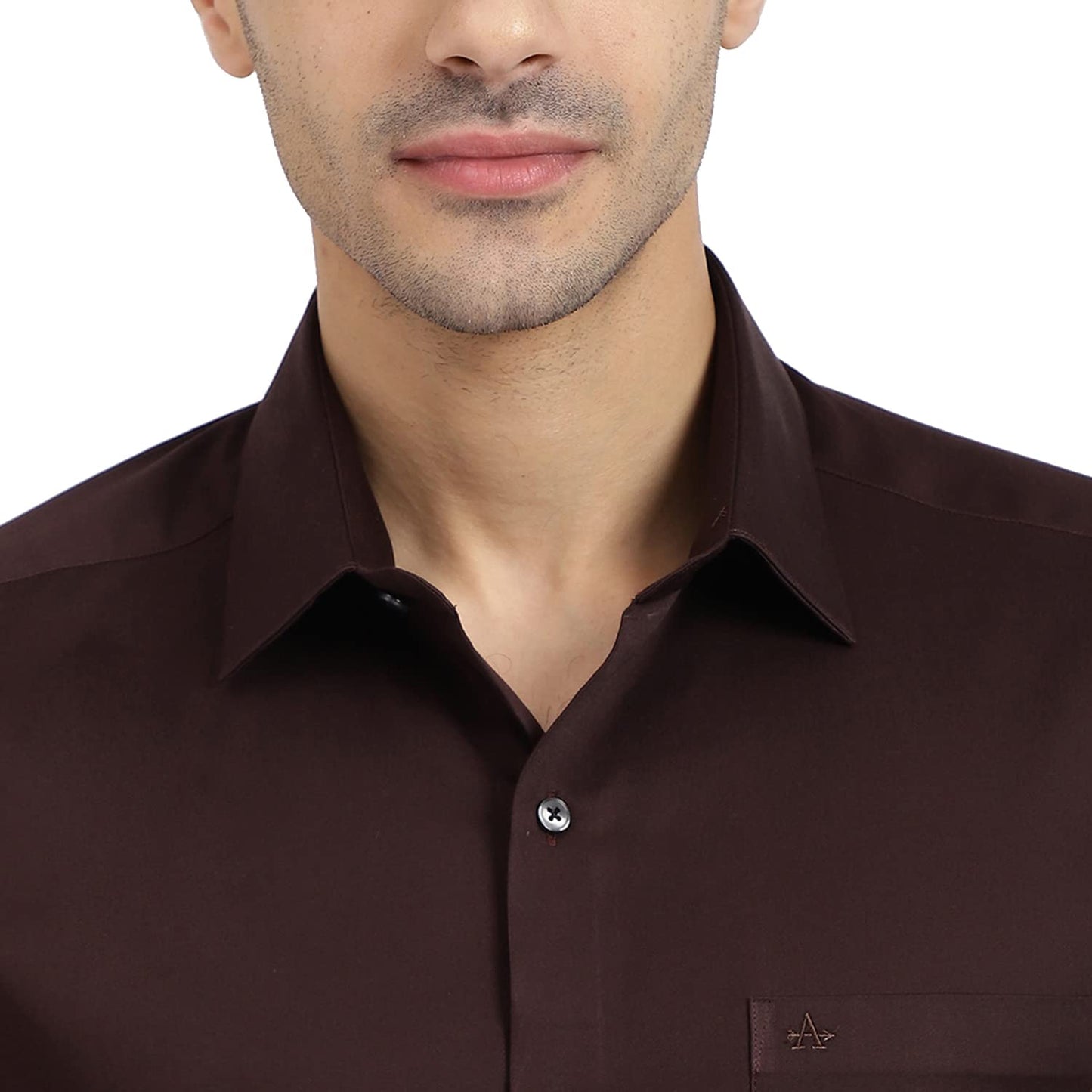 Arrow Men's Brown Solid - Cutaway Collar Full Sleeves Formal Shirt with Chest Pocket | Cotton Fabric | Slim Fit