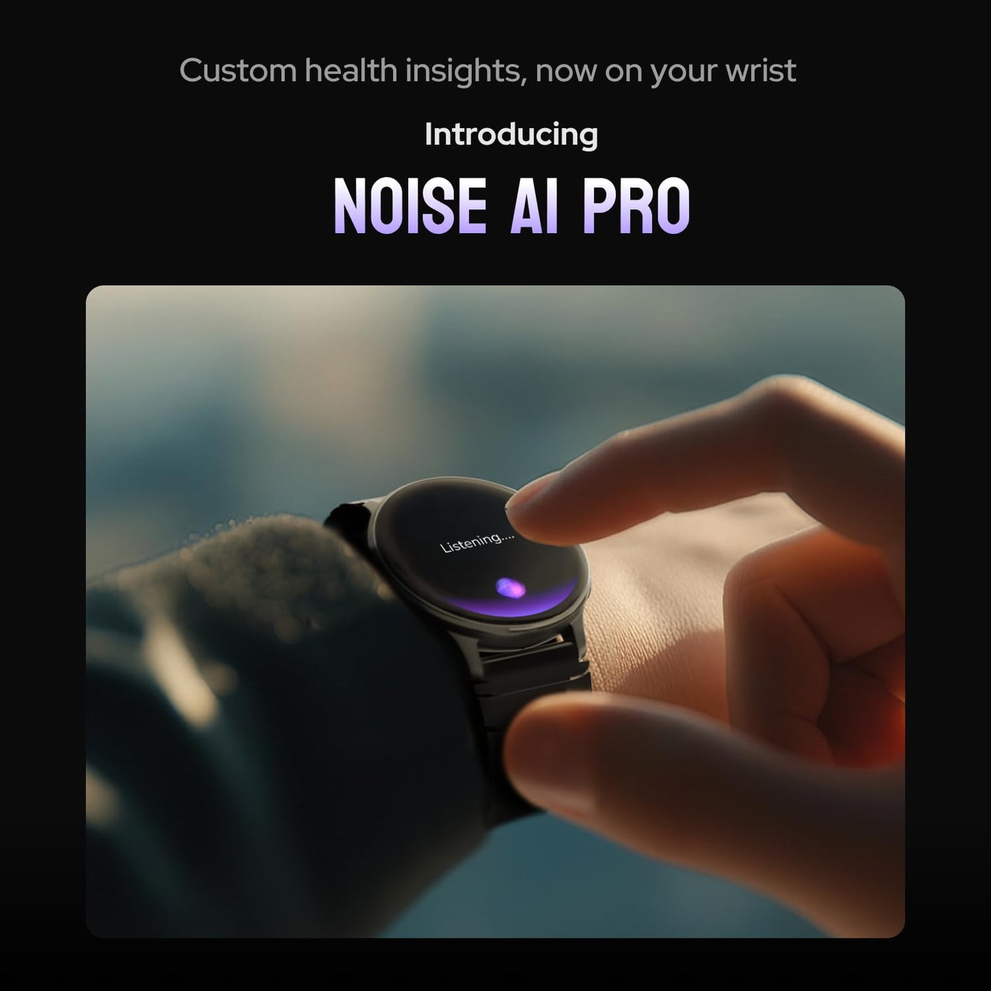 Noise Pro 6R 1.46" AMOLED Smart Watch, 1000 NITS, Powered by AI Pro, Built-in GPS, Strava Integration, Stainless Steel Dial, Video Watch Faces, 3ATM, Emergency SOS, TWS Connectivity-Jet Black